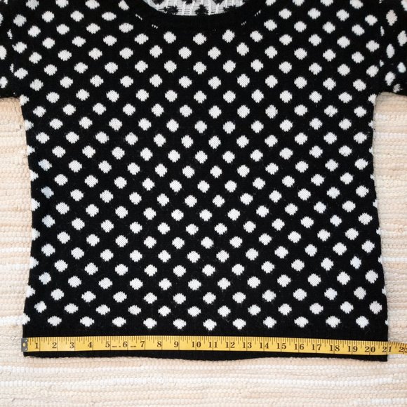 Black and White Polka Dot Cozy Knit Crewneck Sweater in Size S - Picture 6 of 10